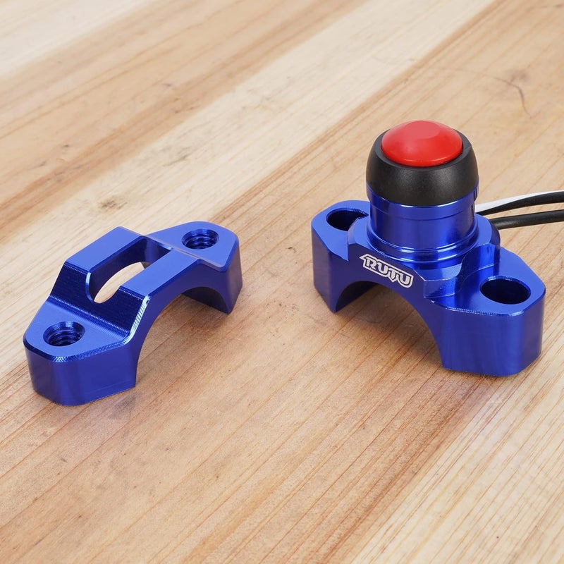 RUTU CNC Universal Motorcycle Engine Stop Start Kill Switch Button with Mounting Backplate for KLX450 KLX250 KLX110 CR125 CRF250 CRF450 XR250 ATV,Dirt Pit Bike,Scooter,Quad - Blue - Image 4